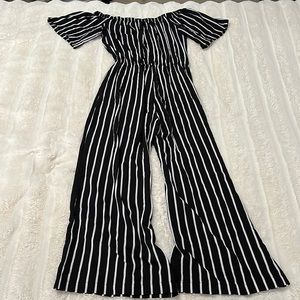 Black & White Striped Jumpsuit